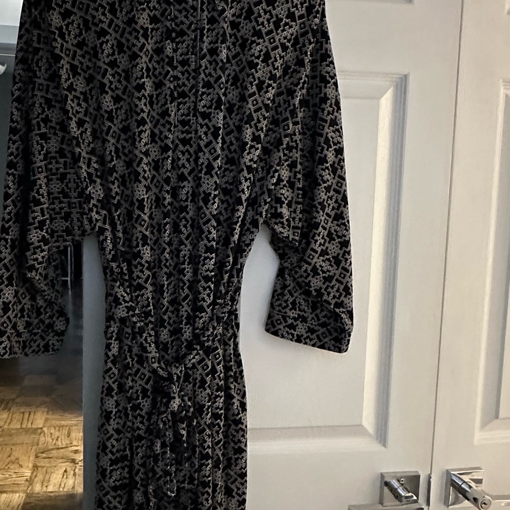 Laundry by Shelli Segal Black Print Dress 3/4 Sleeve Size 10 Fall/Winter/Spring